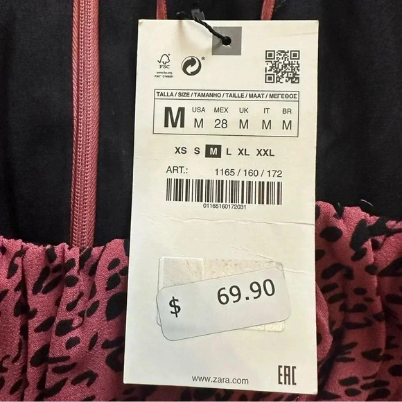 NWT Zara Draped Pink Leopard Print Mini Dress size M - Picture 7 of 7